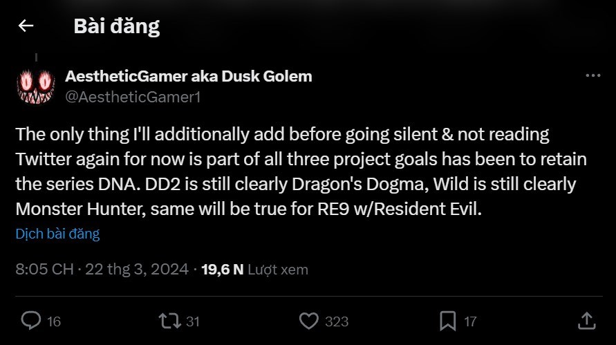 Bài viết rò rỉ về gameplay của Resident Evil 9