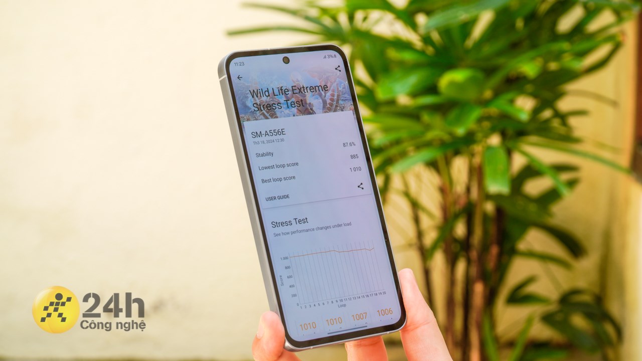 Galaxy A55 5G đạt được điểm hiệu năng không cao nhưng cũng không thấp. Galaxy A55 5G đạt được điểm hiệu năng không cao nhưng cũng không thấp.