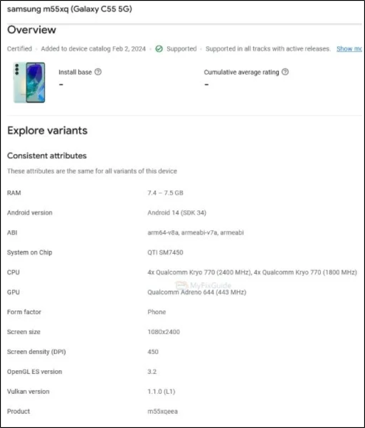 Thông số kỹ thuật của Galaxy C55