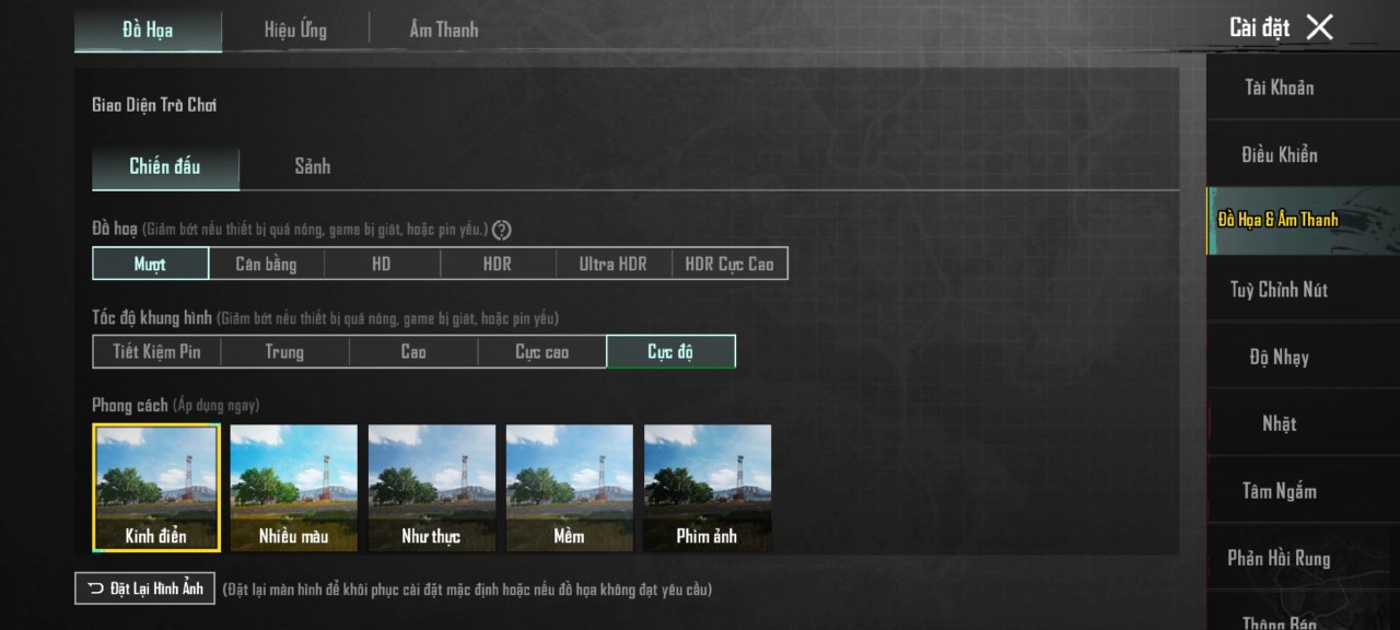 Thiết lập đồ họa PUBG Mobile mà mình đã đặt trên Redmi Note 13 Pro 5G cập nhật Xiaomi HyperOS.i Note 13 Pro 5G cập nhật Xiaomi HyperOS.[/captionnews]