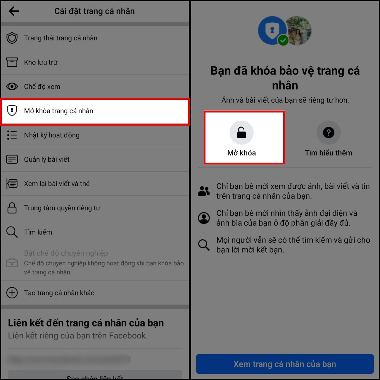 Cách bật tính năng khóa bảo vệ trang cá nhân Facebook