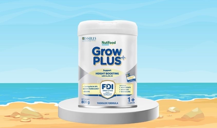 Sữa bột Nutifood GrowPLUS+ bạc 1+ hương vani 800g (1 - 2 tuổi)