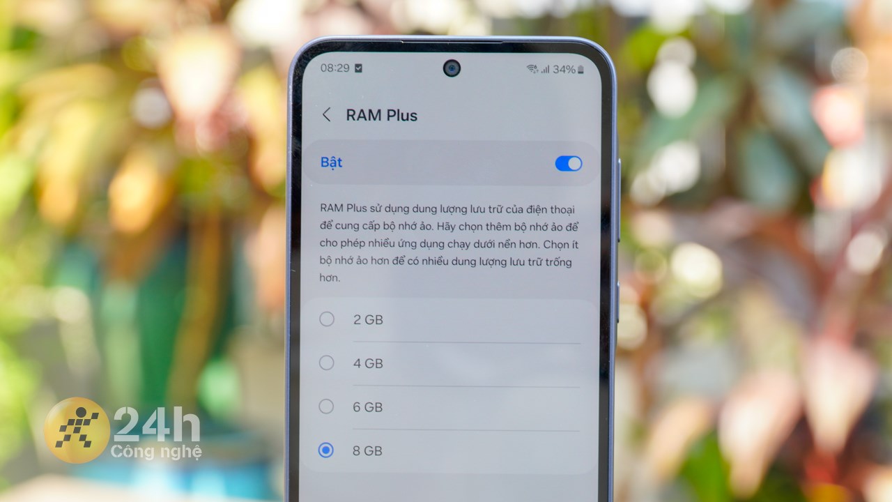 Galaxy A35 5G hỗ trợ tính năng mở rộng dung lượng RAM (RAM Plus) với dung lượng tối đa 8 GB.