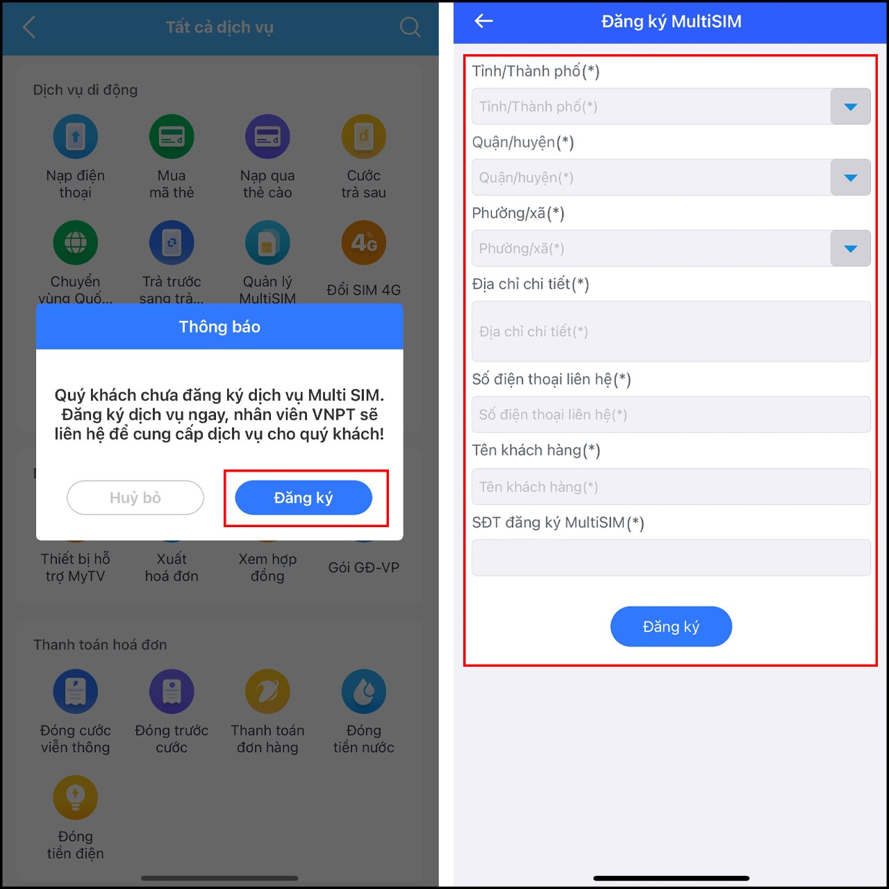 Cách đăng ký MultiSIM VinaPhone