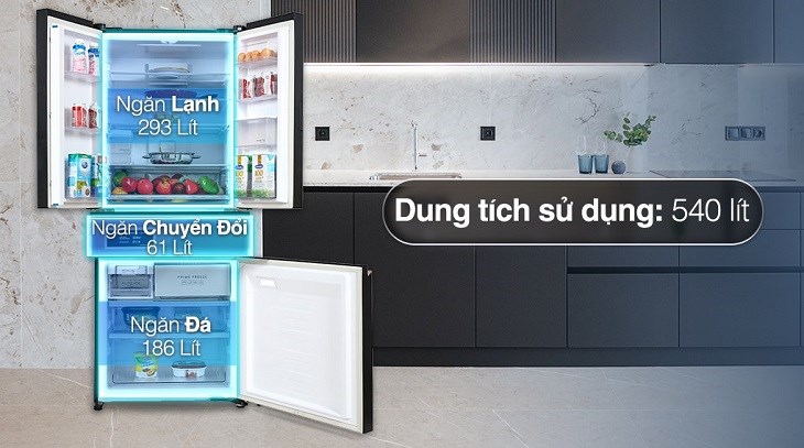 Dung tích lớn 540 lít Tủ lạnh Panasonic dung tích 540 lít rộng rãi