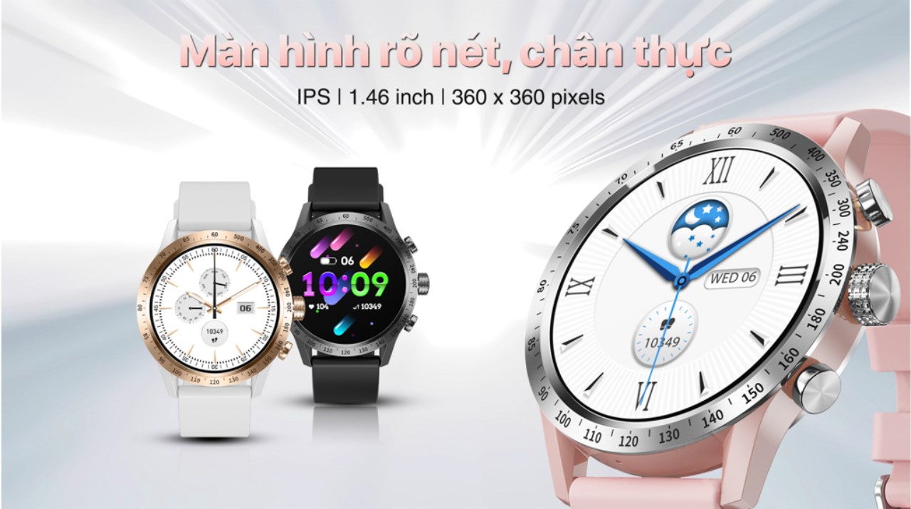Đồng hồ được trang bị màn hình IPS 1.3 inch với độ phân giải rõ nét 360 x 360 pixel 