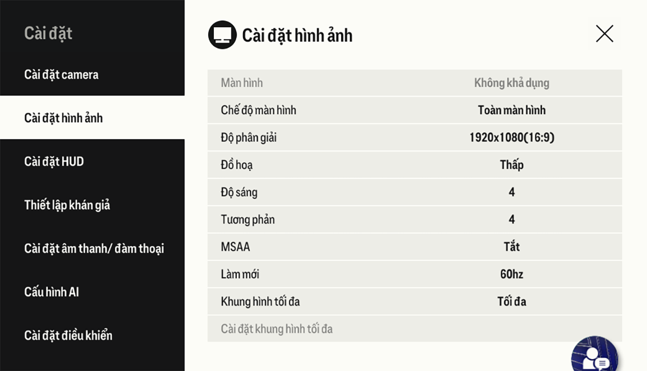 Thiết lập đồ họa EA FC Online mà mình đã đặt trên ASUS Vivbook 15 OLED A1505ZA.