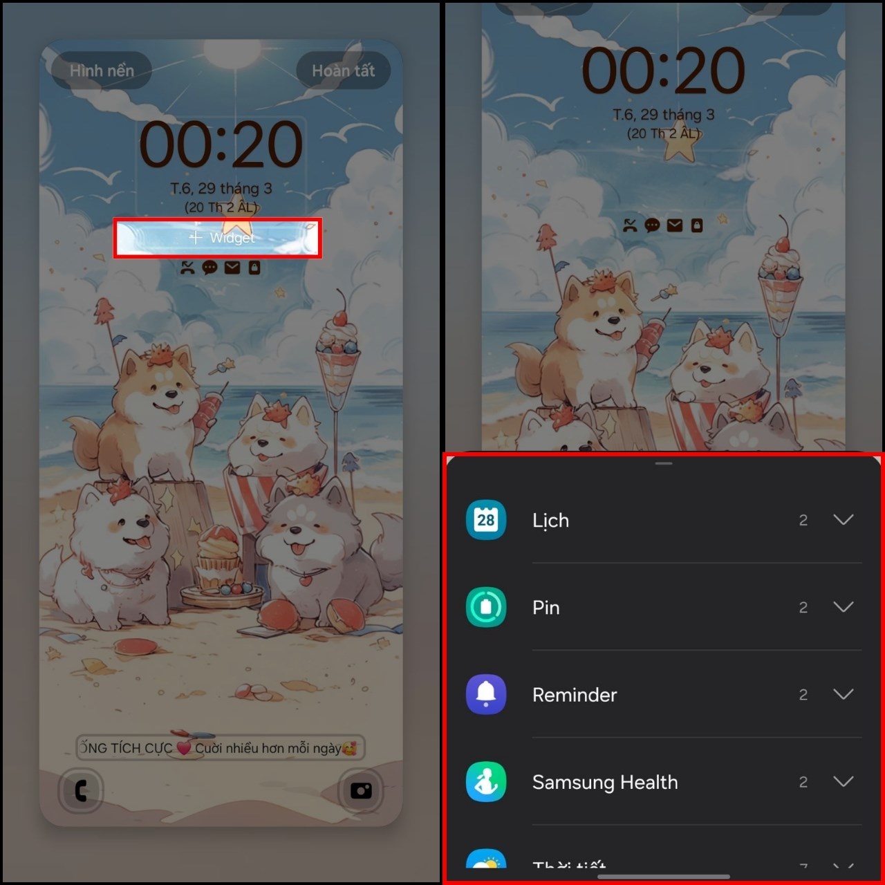 Cách thêm widget lên màn hình khóa Samsung