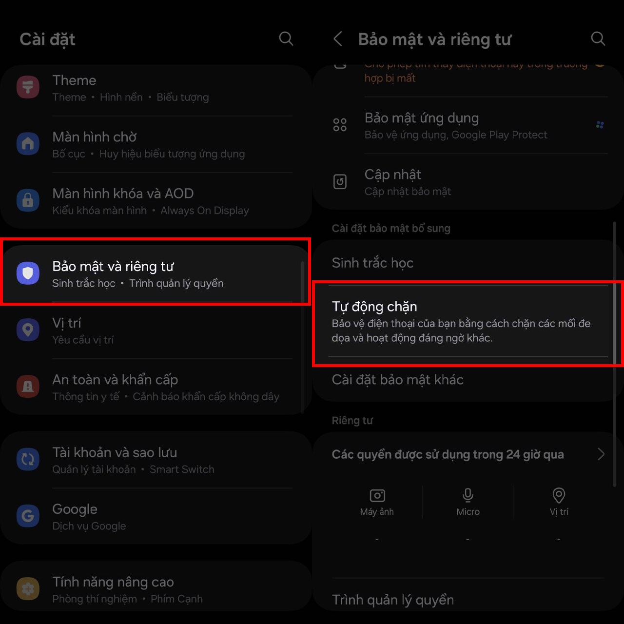 Hướng dẫn cách bật tự động chặn trên Galaxy A55