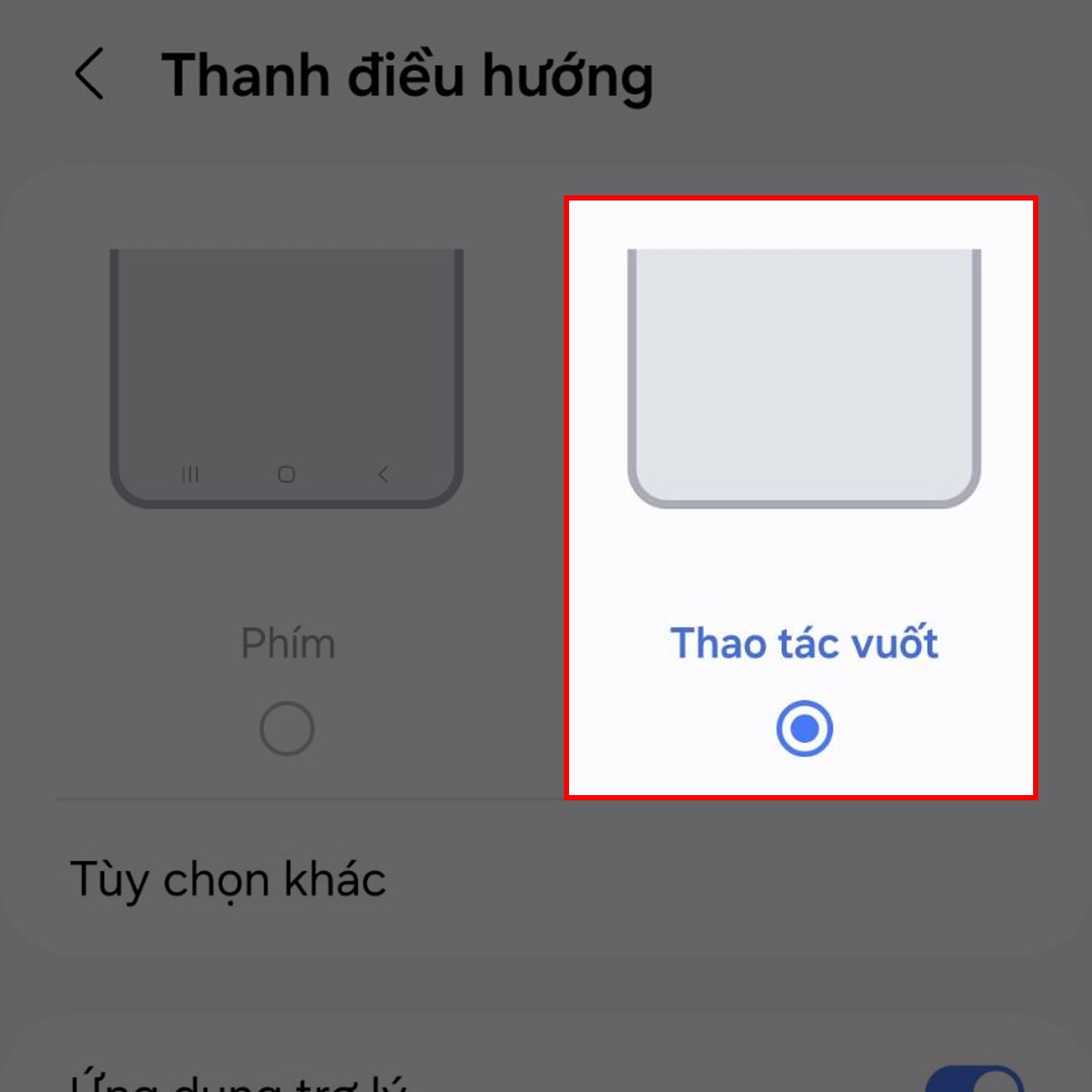 Cách kích hoạt cử chỉ điều hướng trên Galaxy A55
