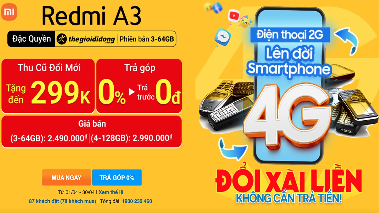 Cá tháng tư nhưng ưu đãi là thật: Redmi A3 hỗ trợ trả góp 0%
