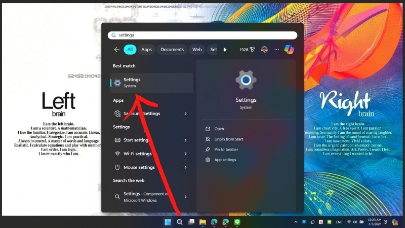 Mở cài đặt trên laptop Windows Mở cài đặt trên laptop Windows