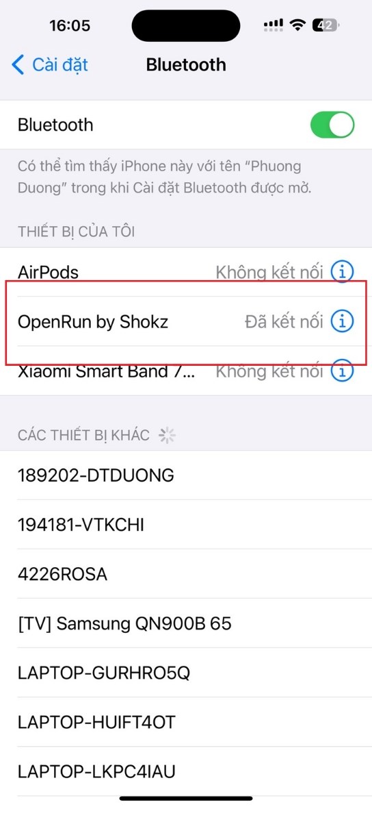 Hoàn thành kết nối OpenRun với iPhone Hoàn thành kết nối OpenRun với iPhone