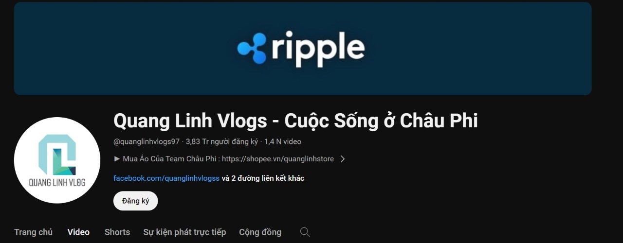 Kênh YouTube của anh hiện đã được đổi tên lại bình thường, tuy nhiên ảnh bìa vẫn là tên loại tiền số Kênh YouTube của anh hiện đã được đổi tên lại bình thường, tuy nhiên ảnh bìa vẫn là tên loại tiền số