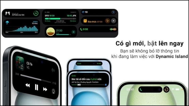 M&agrave;n h&igrave;nh của iPhone 15 được t&iacute;ch hợp Dynamic Island