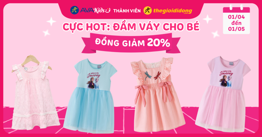 đầm váy bé gái đồng giảm 20%