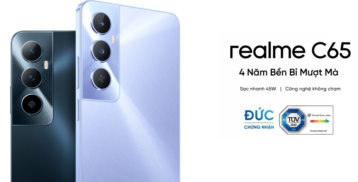 realme C65 - chiếc smartphone đạt chứng nhận TÜV SÜD mượt mà 48 tháng, cực đáng mua