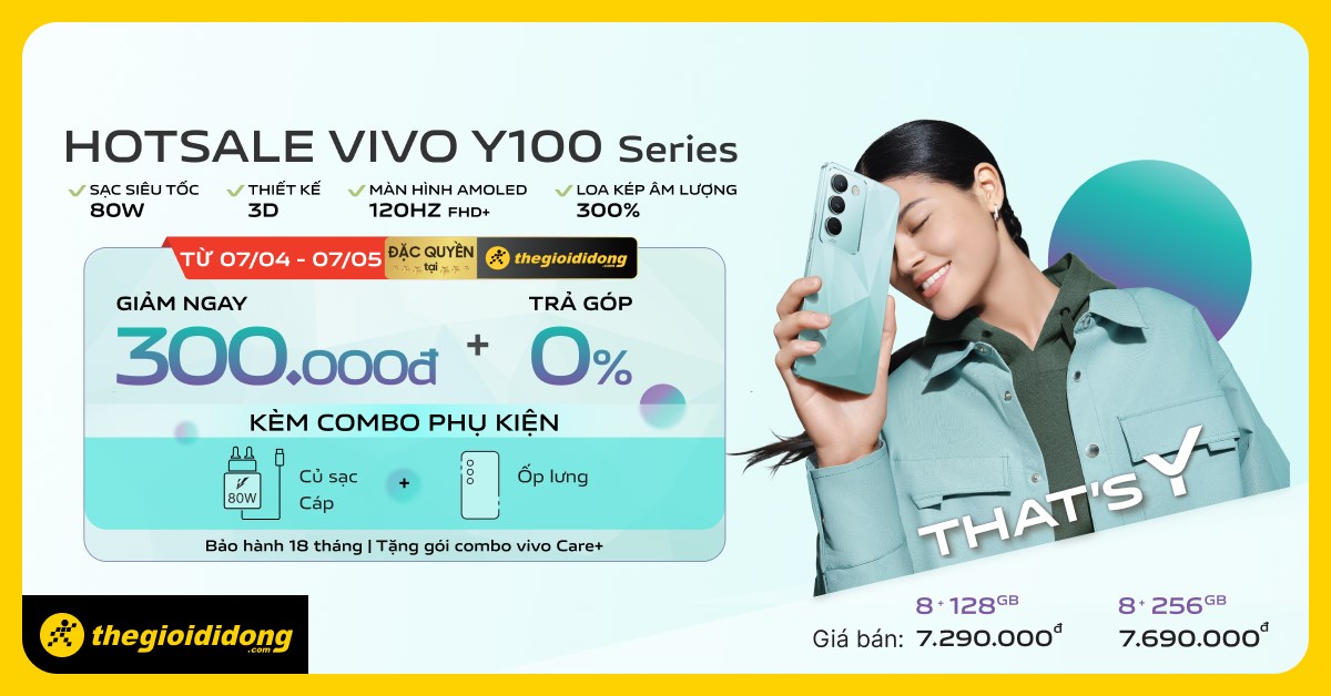 Hotsale cực cháy: Giảm ngay 300K + trả góp 0% khi mua Vivo Y100 Hotsale cực cháy: Giảm ngay 300K + trả góp 0% khi mua Vivo Y100