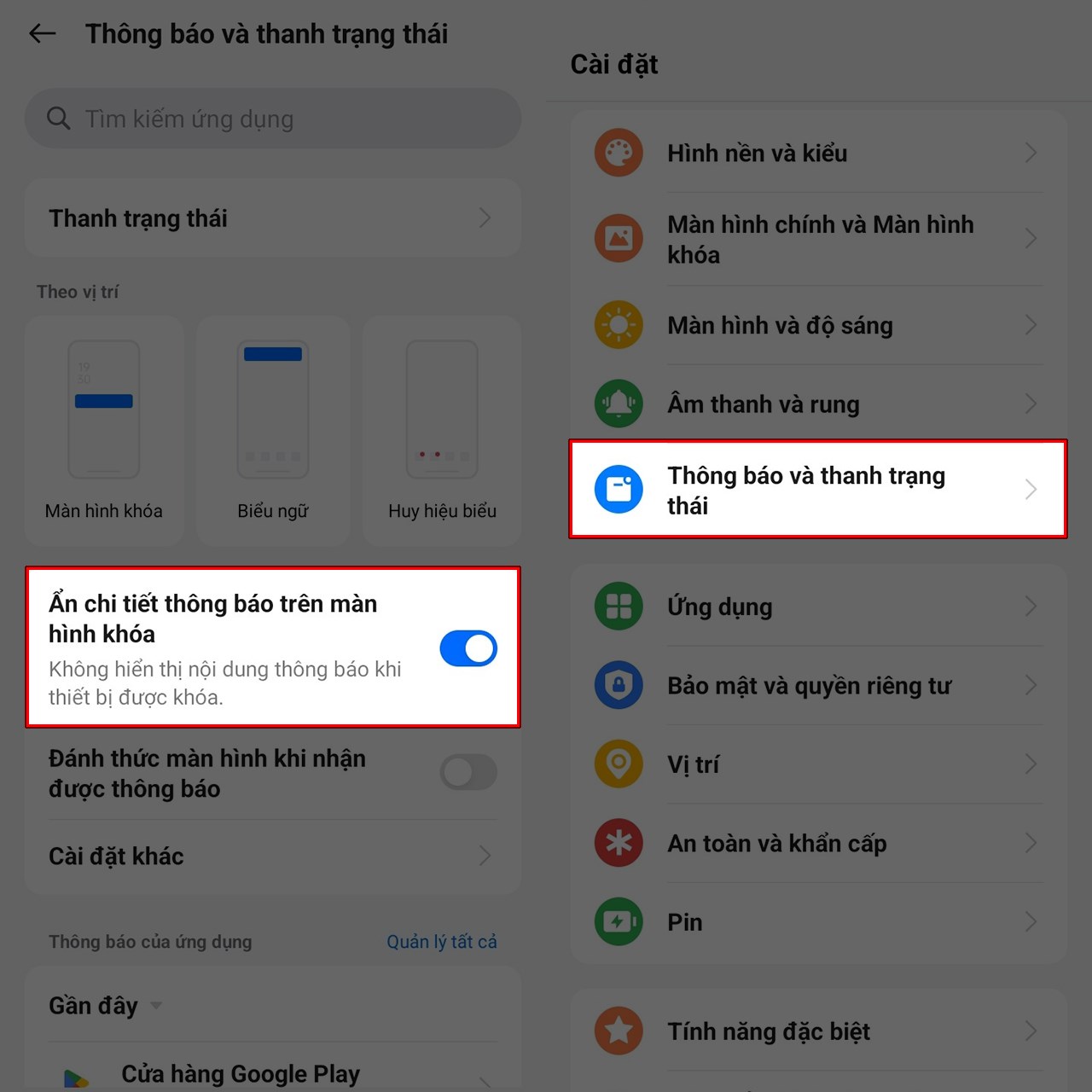 Cách ẩn thông báo trên màn hình khóa trên realme C65