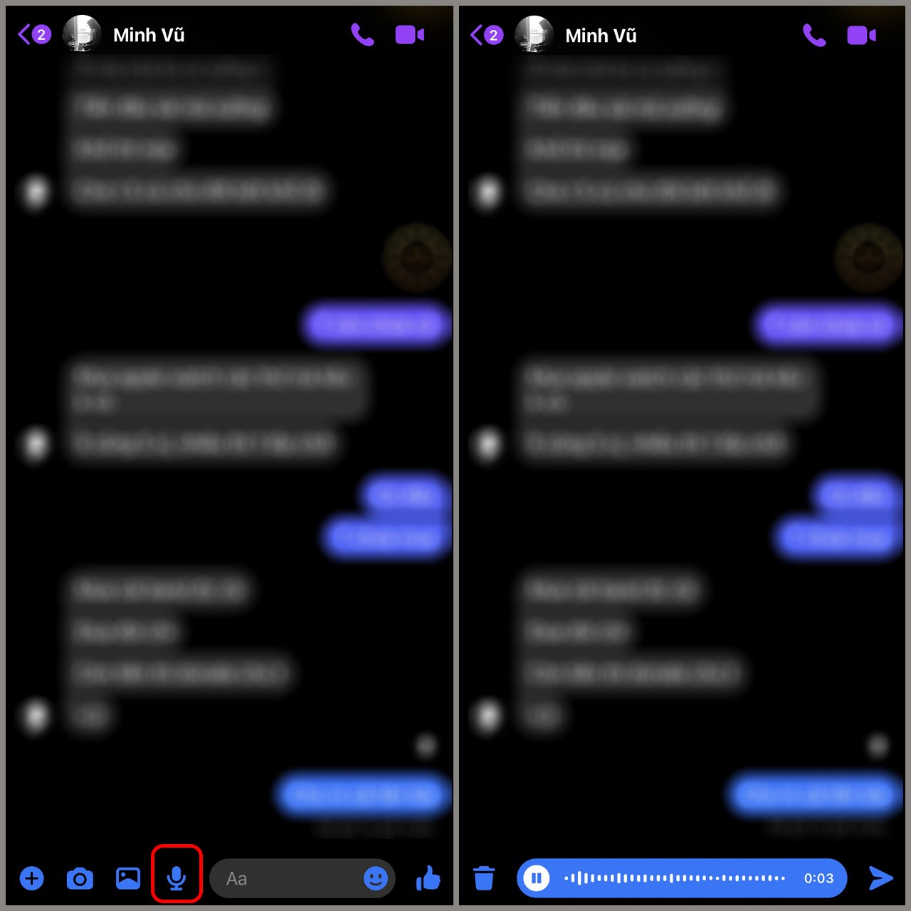 Cách gửi file ghi âm qua Messenger