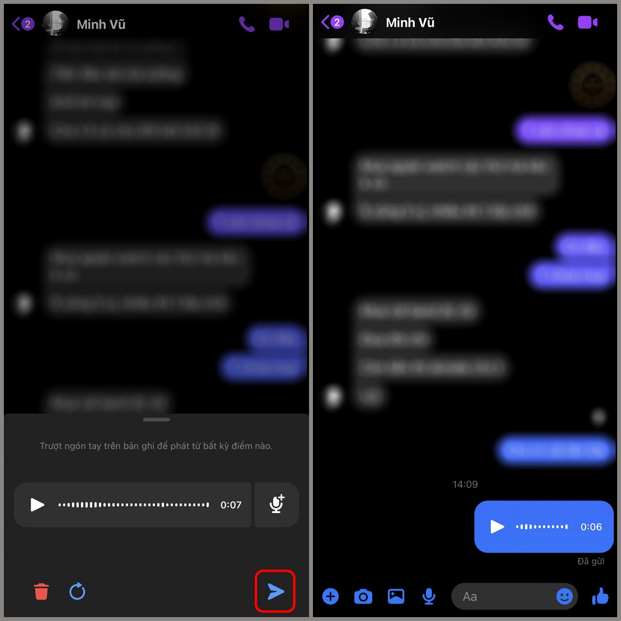 Cách gửi file ghi âm qua Messenger