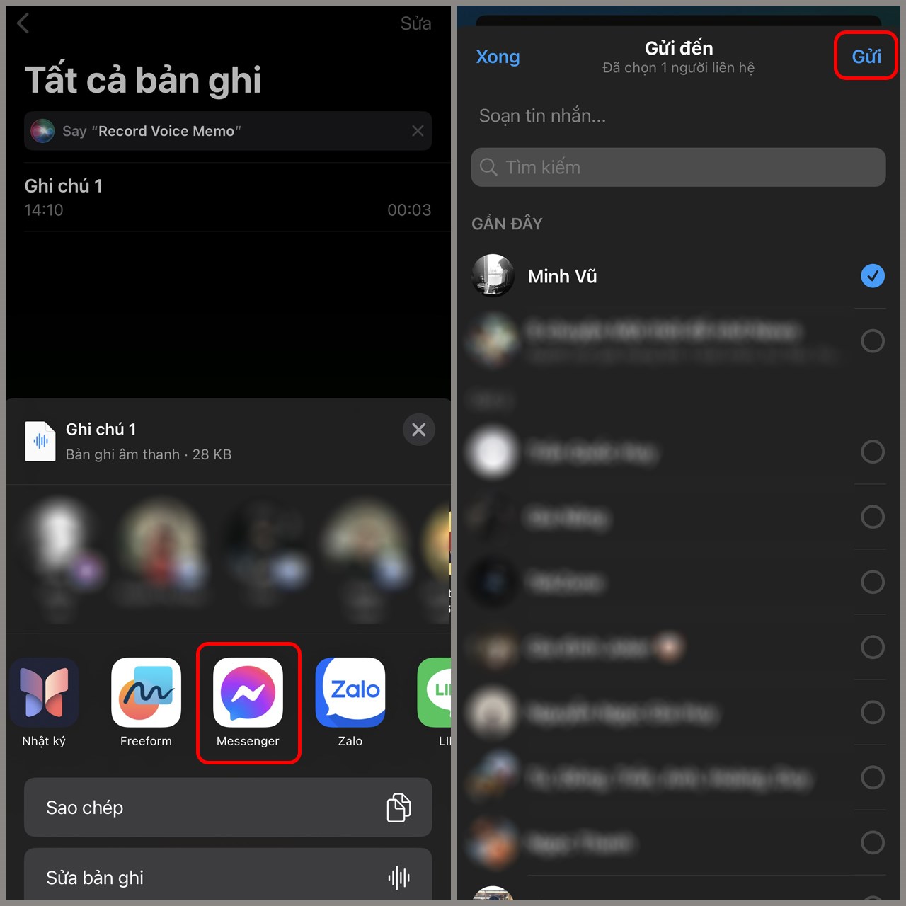 Cách gửi file ghi âm qua Messenger