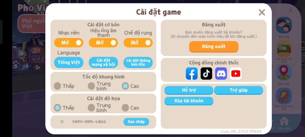 Thiết lập đồ họa Play Together mà mình đã áp dụng trên realme C65.