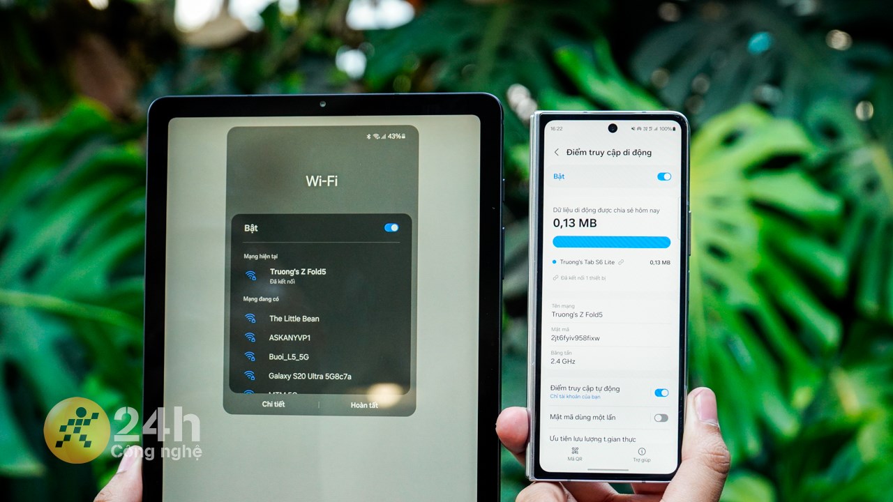 Mình có thể sử dụng Galaxy Tab S6 Lite 2024 thoải mái mà không sợ bị rớt mạng giữa chừng nhờ tính năng Auto Hotspot.