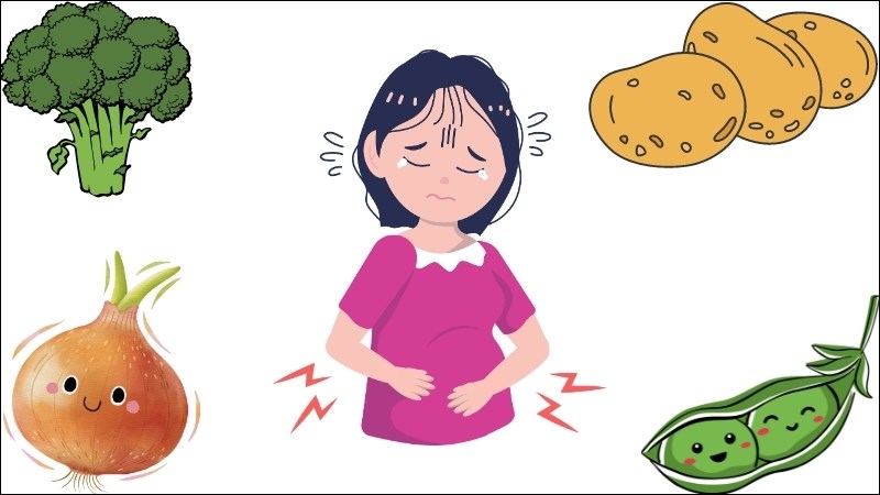 Súp lơ, khoai tây, hành tây, đậu hà lan khiến sản phụ khó tiêu sau khi ăn 
