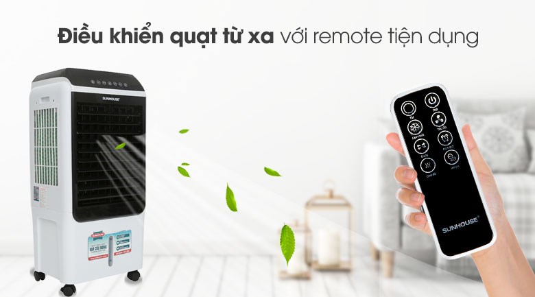 Quạt điều hòa Sunhouse SHD7727 cho phép bạn điều khiển từ xa thông qua remote cực tiện lợi