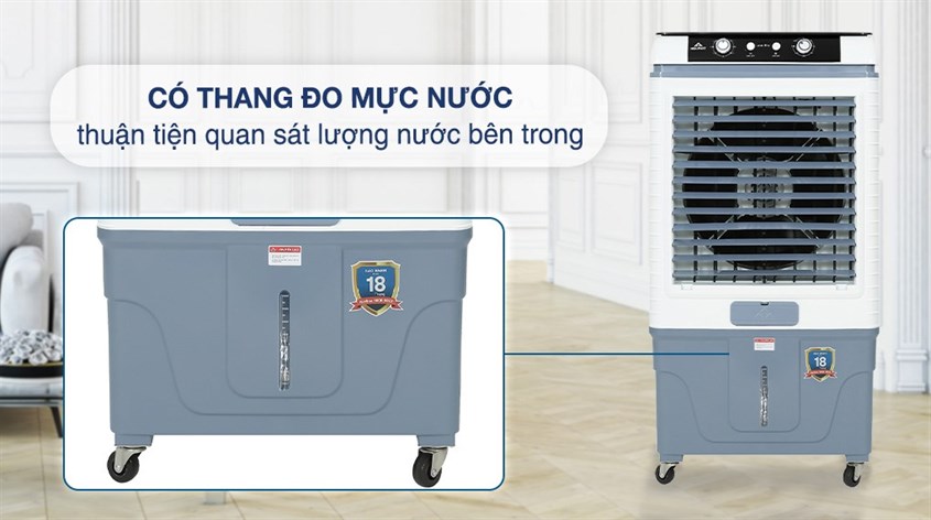 Bình chứa nước của quạt điều hòa Hòa Phát HPCF1-012 có thang đo mực nước giúp dễ quan sát