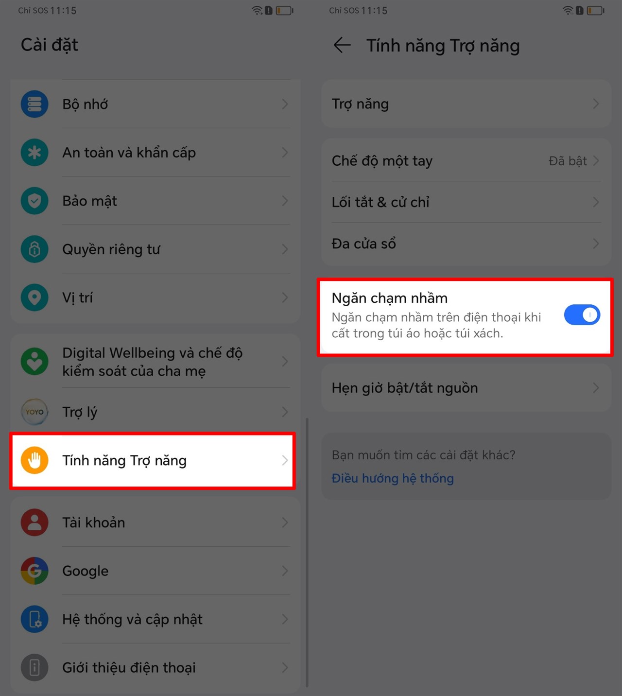 Cách bật tránh chạm nhầm trong túi trên HONOR X5 Plus