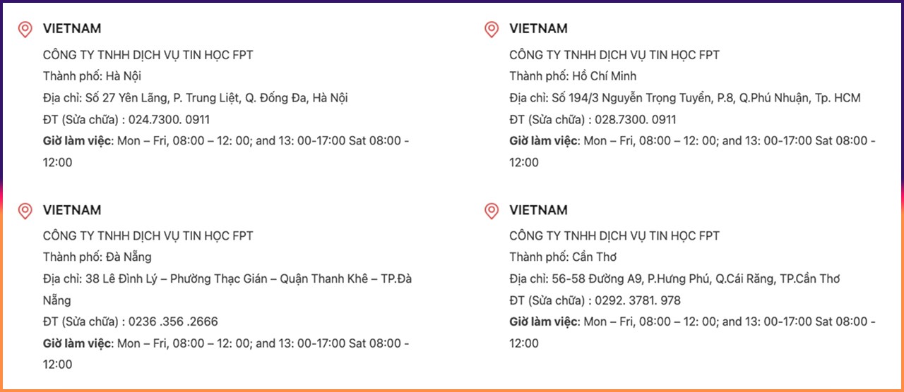 Danh sách trung tâm bảo hành MSI tại Việt Nam: