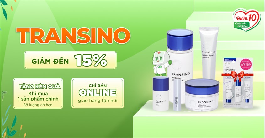 Đồng giảm 15% các sản phẩm từ thương hiệu Transino kèm bộ quà trị giá 500,000đ