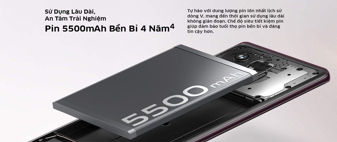 Vivo V30e được trang bị viên pin 5.500 mAh Vivo V30e được trang bị viên pin 5.500 mAh