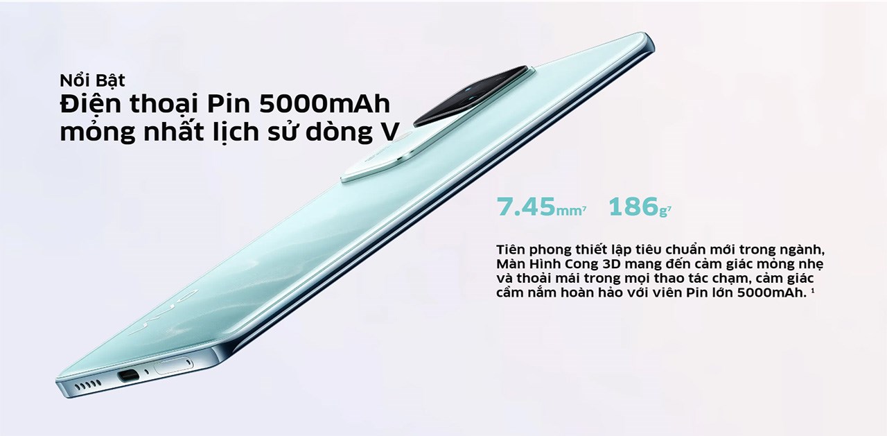 Vivo V30 được trang bị viên pin 5.000 mAh mà vẫn có độ mỏng ấn tượng Vivo V30 được trang bị viên pin 5.000 mAh mà vẫn có độ mỏng ấn tượng