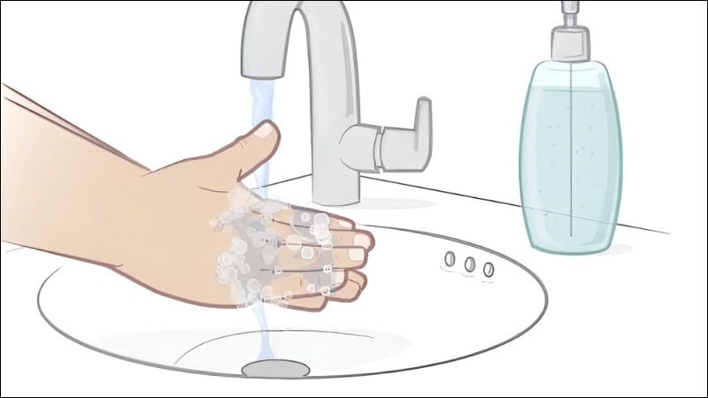 Vệ sinh v&ugrave;ng &acirc;m đạo v&agrave; tay sạch sẽ sau đ&oacute; lau kh&ocirc;