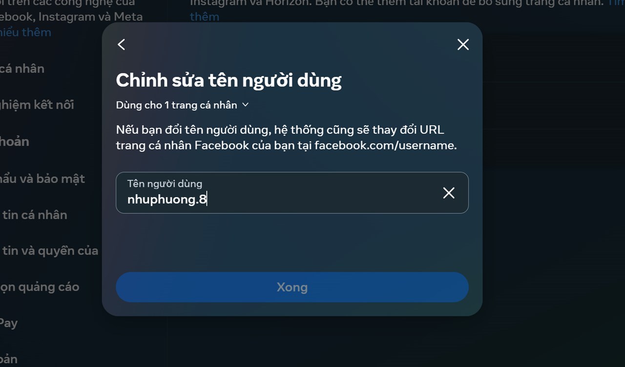 Cách đổi ID Facebook trên máy tính