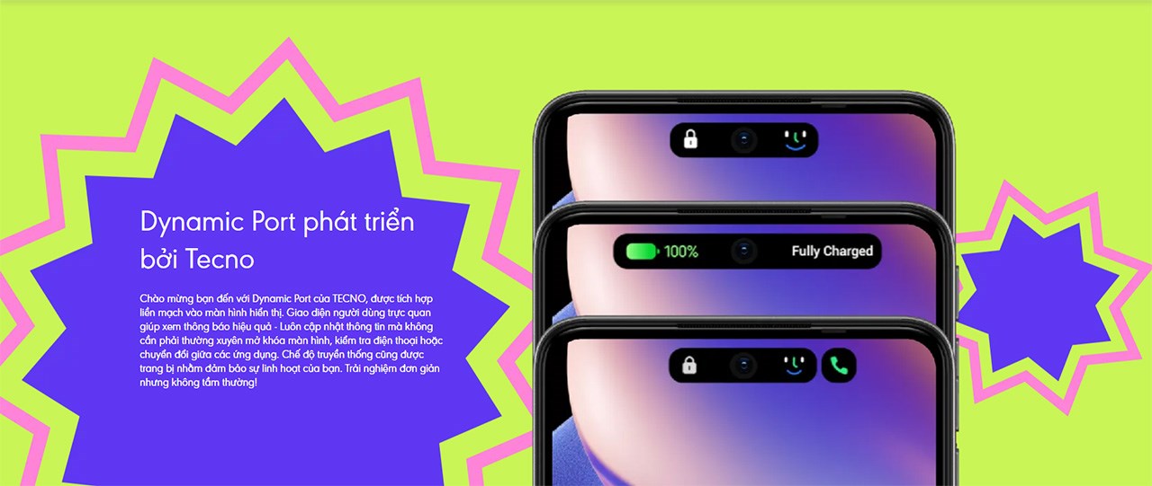 Dynamic Port đầy quyền năng trên Tecno Spark 20C