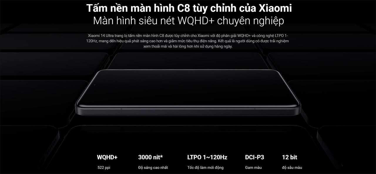 Xiaomi 14 Ultra được trang bị màn hình AMOLED C8 được tinh chỉnh bởi Xiaomi