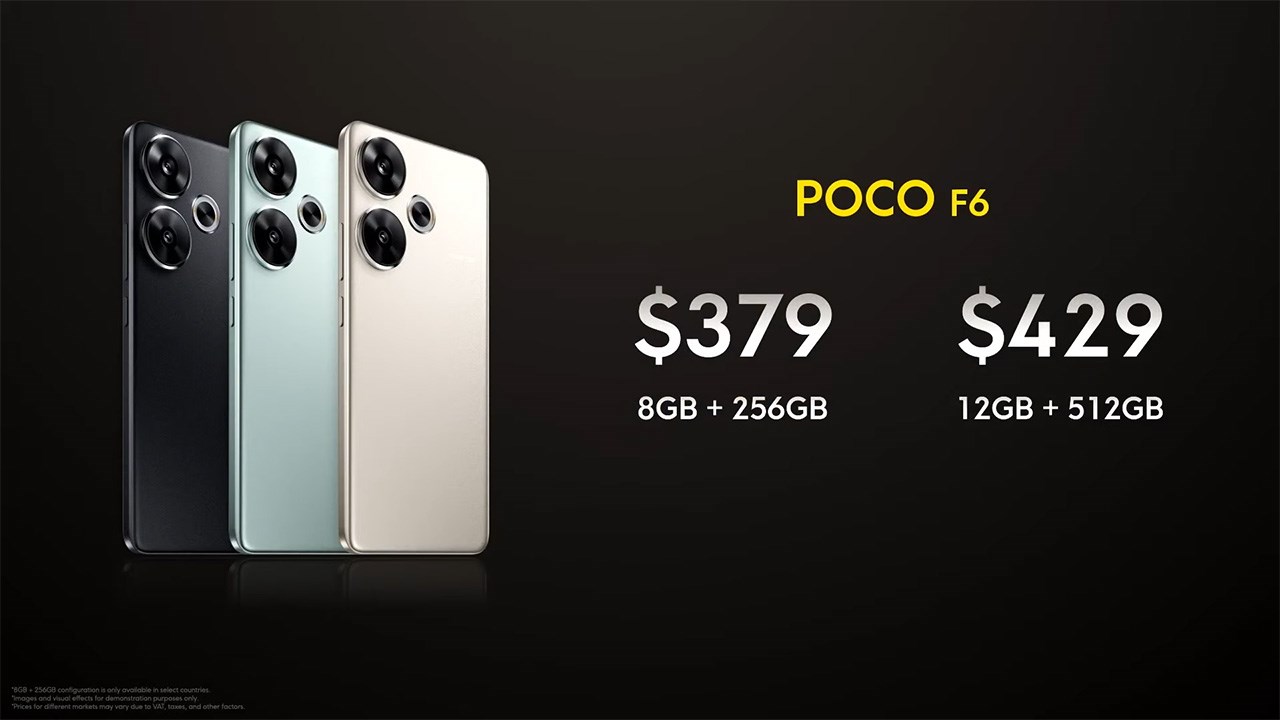 Mức giá chính thức của POCO F6 Mức giá chính thức của POCO F6