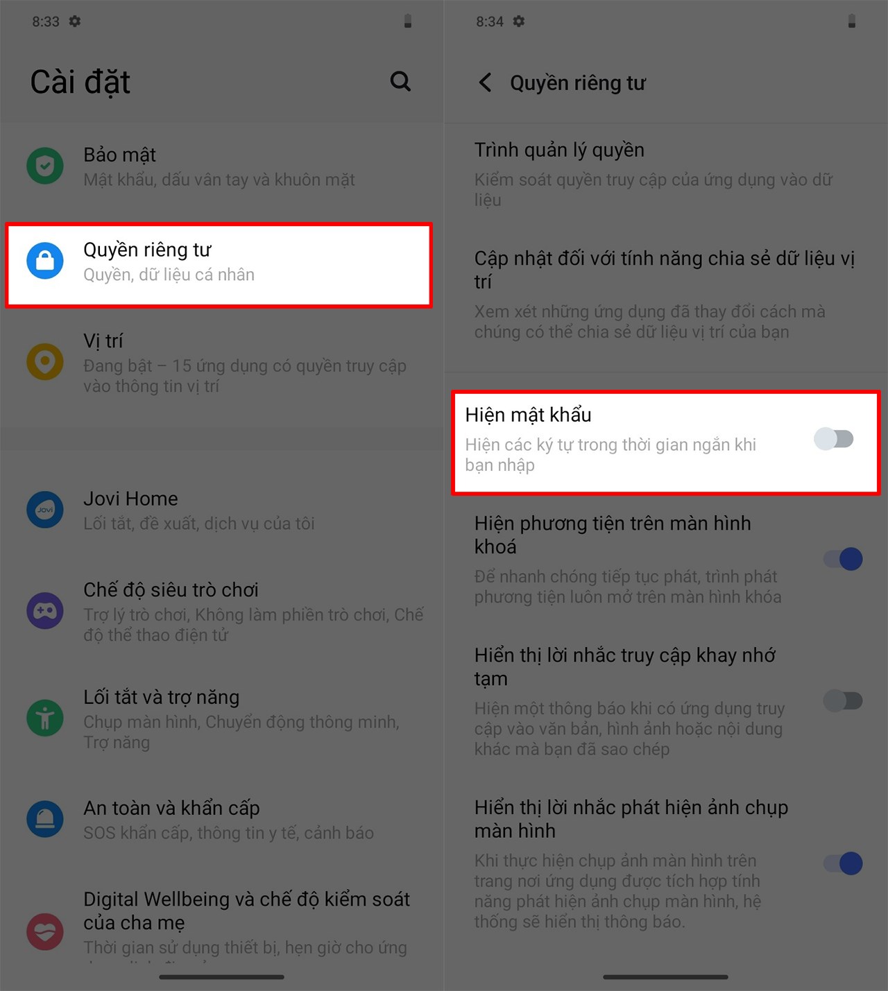 Cách tắt hiển thị mật khẩu khi nhập trên Vivo Y28 Cách tắt hiển thị mật khẩu khi nhập trên Vivo Y28