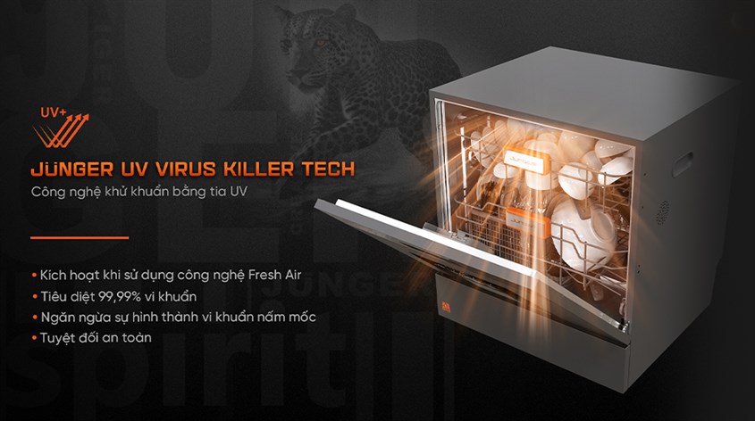 Chức năng diệt khuẩn bằng tia UV- Junger UV Virus Killer Tech tiêu diệt 99.9% vi khuẩn