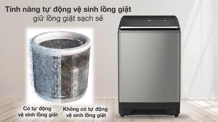 Máy giặt Hitachi Inverter 25 kg SF-250ZFVAD SS có tính năng tự vệ sinh lồng giặt