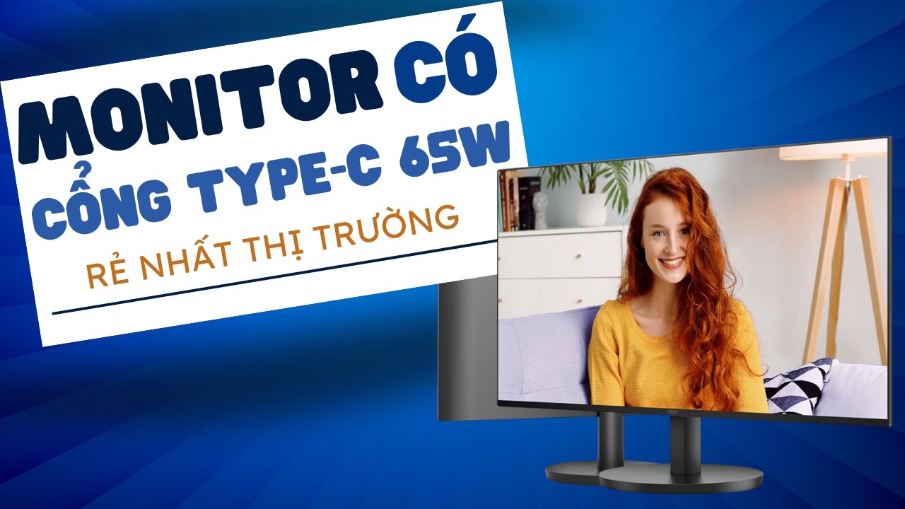 Màn hình máy tính AOC có cổng Type-C 65W sạc được cho laptop rẻ nhất thị trường