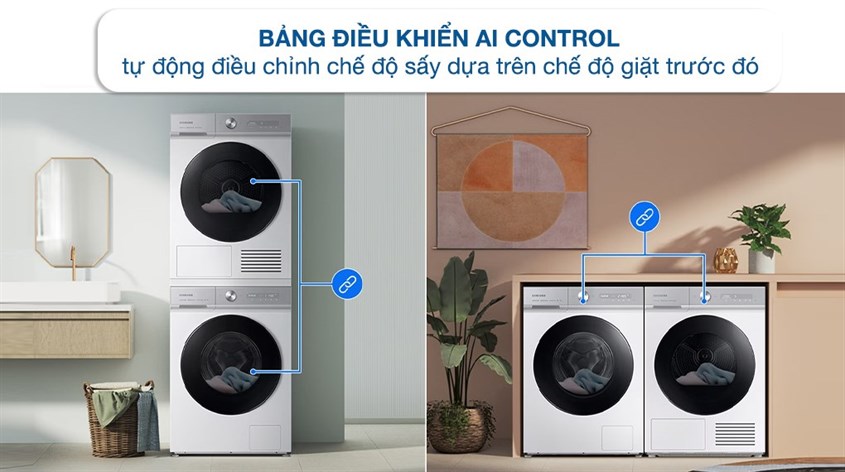 Bảng điều khiển AI Control trên máy sấy Samsung