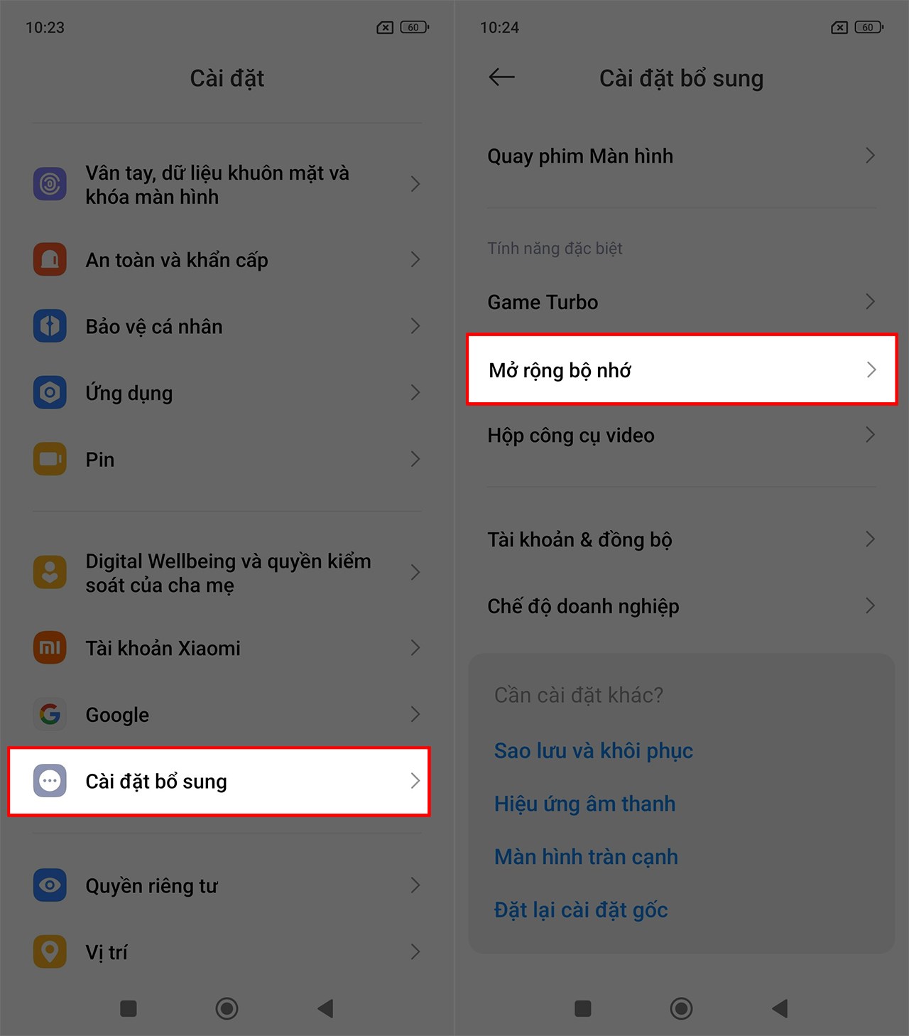 Cách mở rộng RAM trên Redmi 13