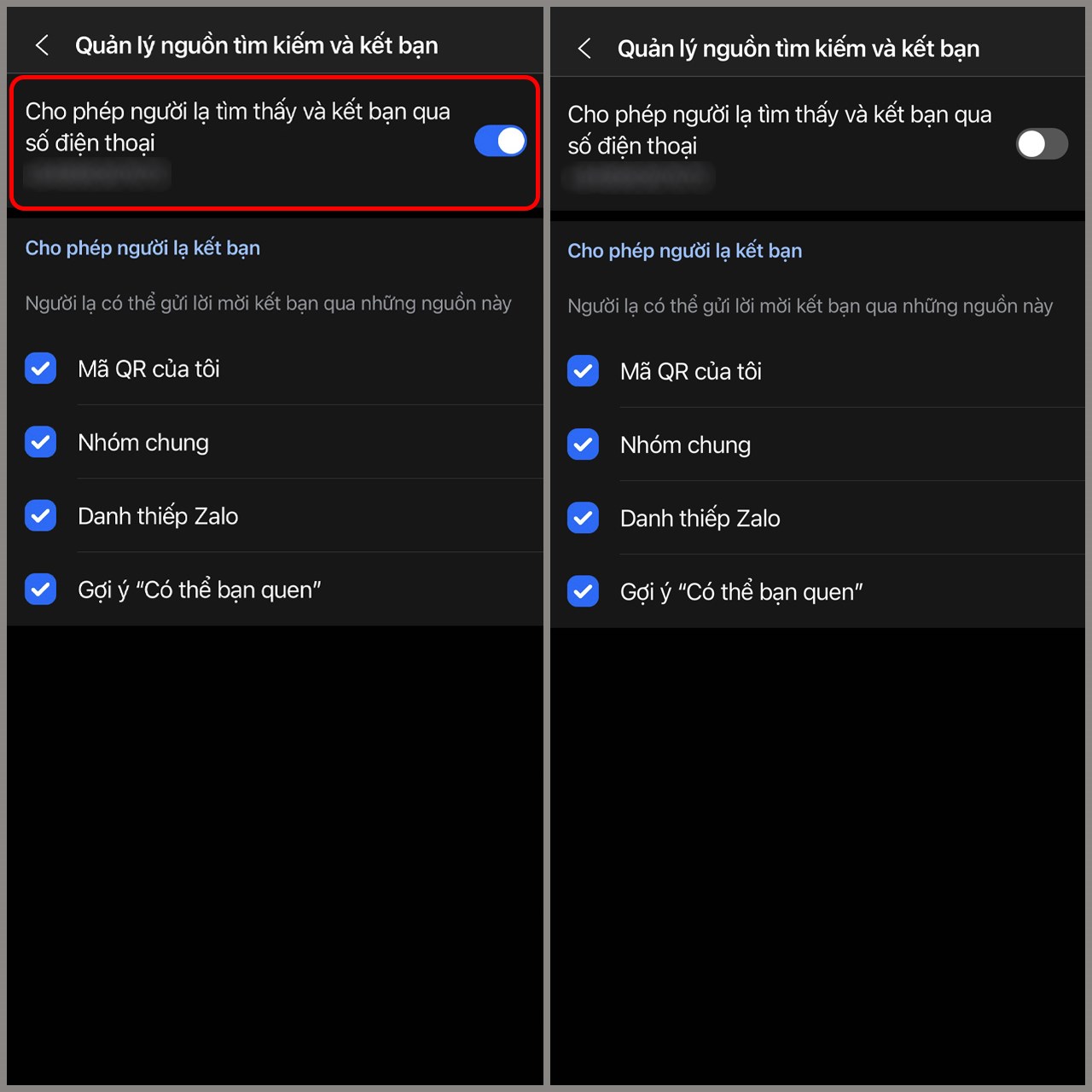 Cách chặn/bỏ chặn tìm Zalo qua số điện thoại