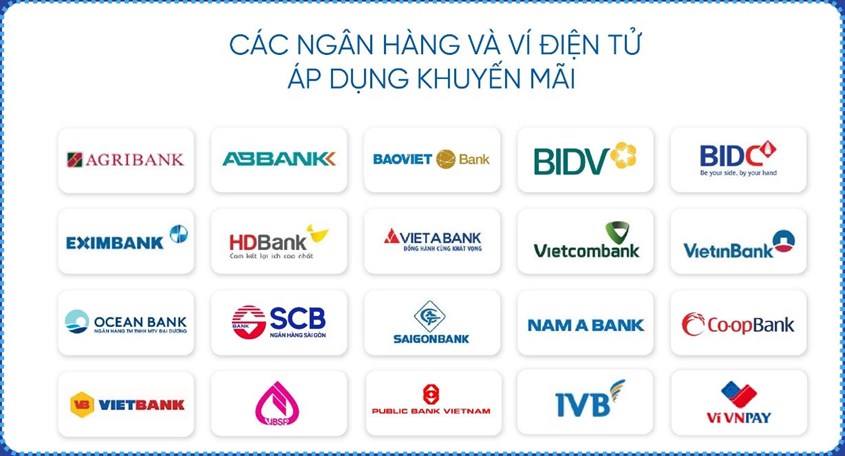 Danh s&aacute;ch ng&acirc;n h&agrave;ng &aacute;p dụng khuyến m&atilde;i