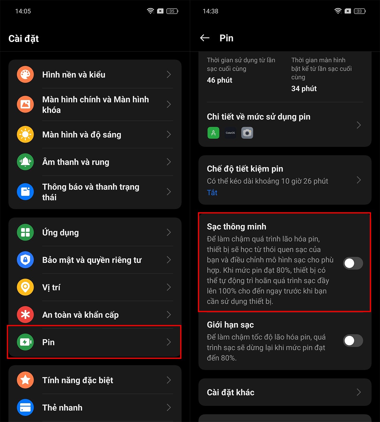 Cách bật sạc thông minh trên OPPO Reno12 F